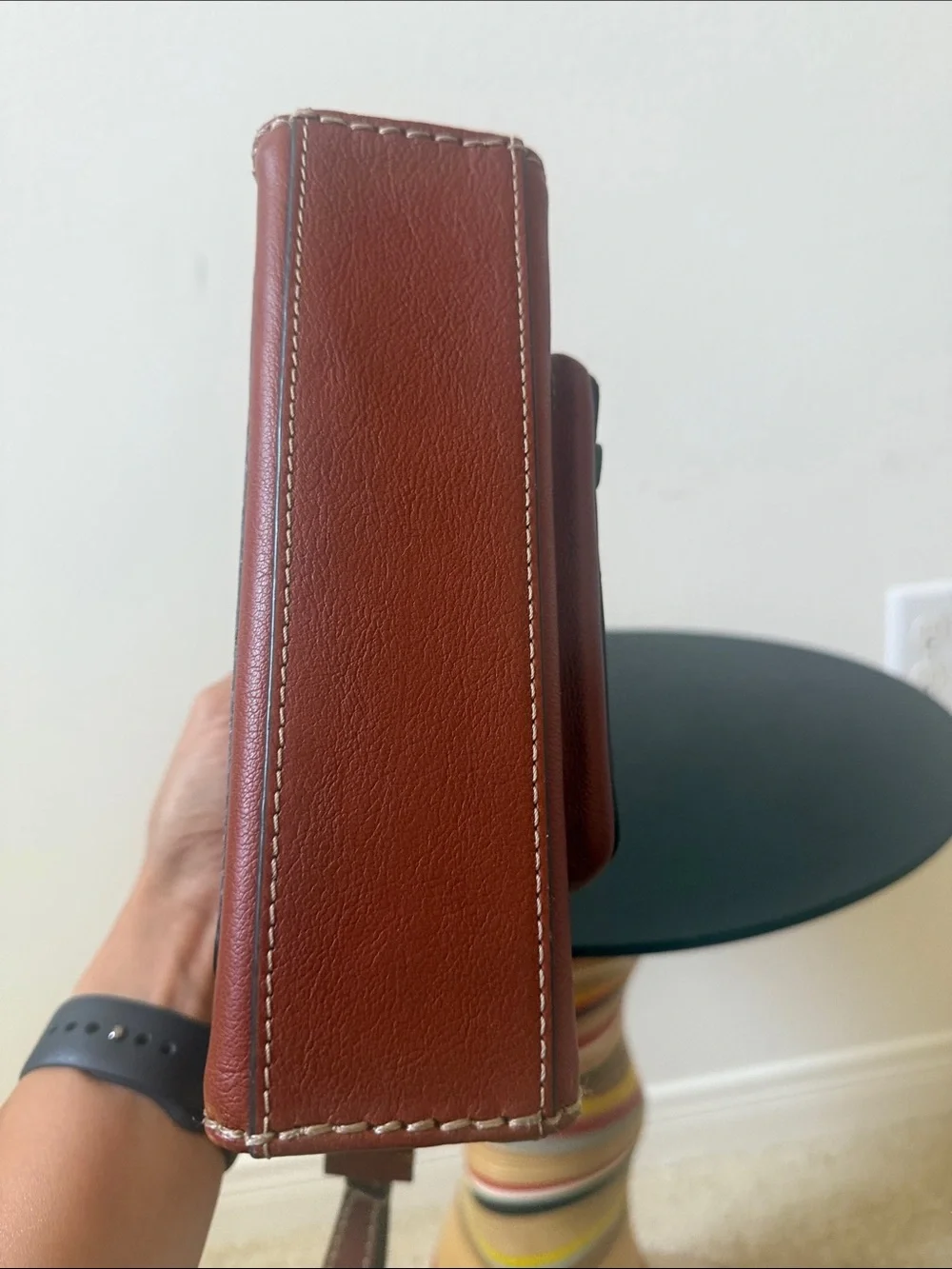 Chloe Saddle Brown Leather Wristlet Clutch